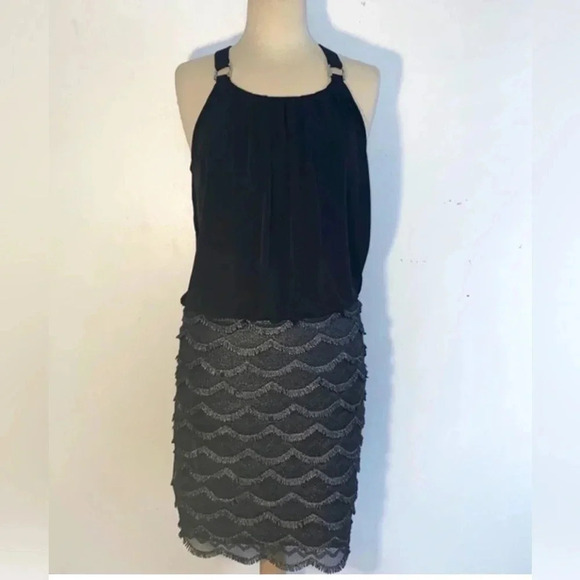 Guess Women’s Janey Mini Halter Top Lace Bottom Little Black Dress‎ Size 8 NWT - Picture 2 of 12